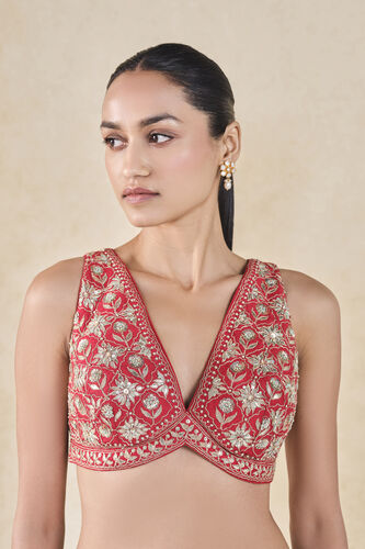 Anushna Gota Patti Silk Choli - Red, Red, image 1